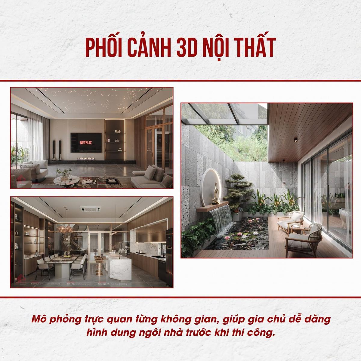 Phối cảnh 3D nội thất: mô phỏng không gian để gia chủ hình dung ngôi nhà trước khi thi công